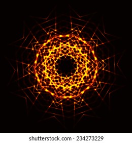 The Abstract cosmic circle of fire star. Vector. Background