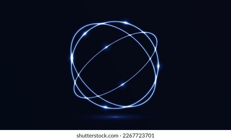 Abstract cosmic dynamic color circle background with glowing neon lighting on dark background