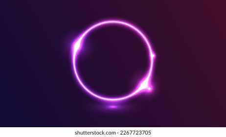 Abstract cosmic dynamic color circle background with glowing neon lighting on dark background