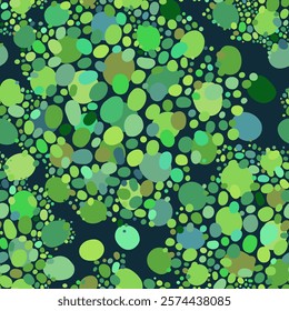 Abstract Cosmic Green Dot Composition Resembling Galaxies and Star Clusters