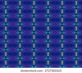 Padrão de caleidoscópio cósmico abstrato com simetria repetitiva, formas azuis brilhantes e textura estrelada. Plano de fundo perfeito ideal para design digital e impressões.