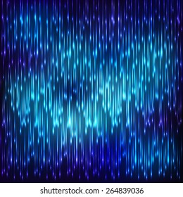 Abstract cosmic rain on blue blurred background