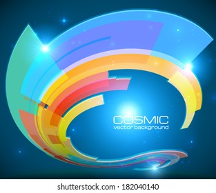 Abstract cosmic shining colorful vector circle frame