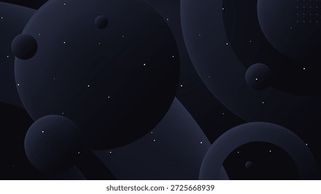 Esferas cósmicas abstratas flutuando na cena espacial futurista escura bg