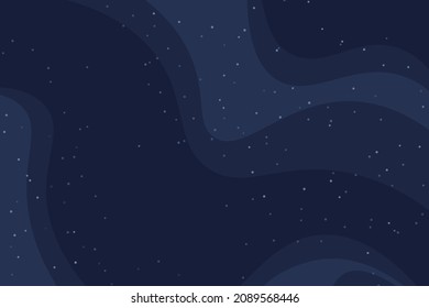 Abstract cosmic vector background illustration with night sky and stars. Peaceful deep space landscape in dark colors. Use for print, wallpaper, calm and serene background, astrology poster.