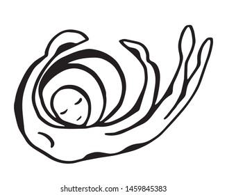 Abstract cosmonaut. Graphics. Line. Abstraction