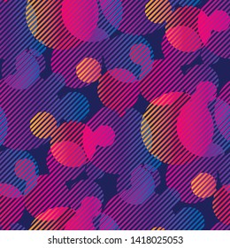 Abstract cosmos inspired gradient baubles seamless pattern. Colorful vivid geometric repeatable motif for wrap, textile, surface design. Tile rapport with geometry round shapes.