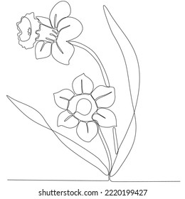 
Abstract cosmos line drawing on white background. flower line drawing. Continuous line