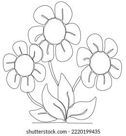 
Abstract cosmos line drawing on white background. flower line drawing. Continuous line