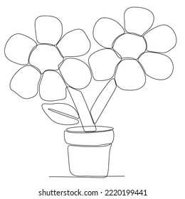 
Resumen del dibujo de líneas de cosmos sobre fondo blanco. dibujo de línea de flores. Línea continua