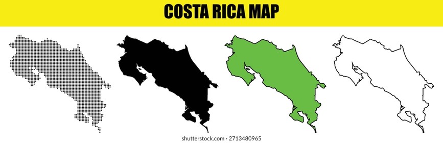 Abstract Costa Rica map with dot pixel spot, modern design, digital and print ready, isolated on white background vector illustration.
