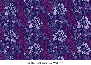 abstract cotton flower seamless pattern in continuous line art for fabric kitchen use wallpaper and fashion clothing

