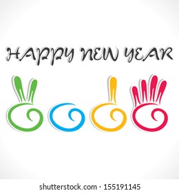 abstract counting finger happy new year 2014 vector