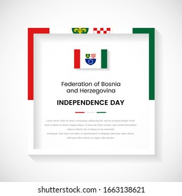 Abstract country flag square frame stock illustration. Creative country frame with text for Independence day of Federation of Bosnia and Herzegovina.