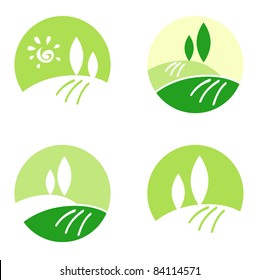 Abstract Country / Rolling Hills Design Icons & Elements Concept Vector Design Collection Icons: Landscape, Nature And Hills. 