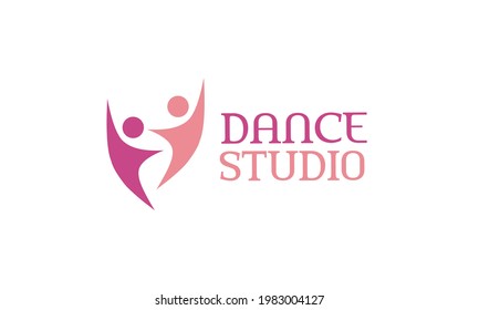 Abstract couple dance logo design template