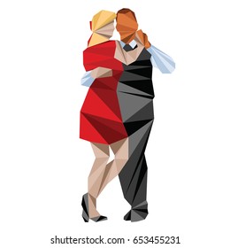 Abstract couple dancers who dancing swing dance,