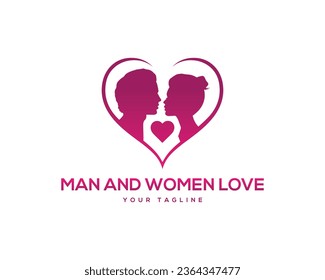 Resumen Pareja y corazón dentro del logotipo Ilustración vectorial de diseño.