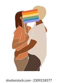 Abstraktes Paar mit Stolz Flagge Illustration. Vektorgrafik.