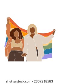 Abstraktes Paar mit Stolz Flagge Illustration. Vektorgrafik.