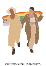 Abstraktes Paar mit Stolz Flagge Illustration. Vektorgrafik.