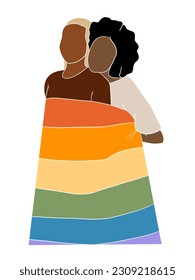 Abstraktes Paar mit Stolz Flagge Illustration. Vektorgrafik.