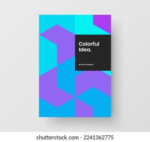 Abstract cover A4 vector design concept. Vivid geometric pattern handbill template.