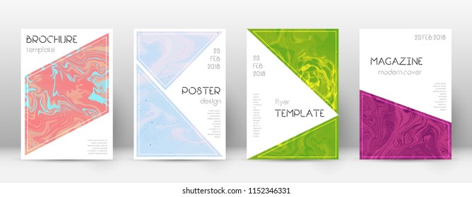 Abstract cover. Artistic design template. Suminagashi marble triangle poster. Artistic trendy abstract cover. Business vector illustration.
