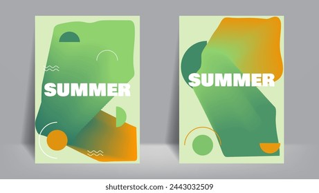 abstract cover background with green and orange. summer poster background. vector illustration