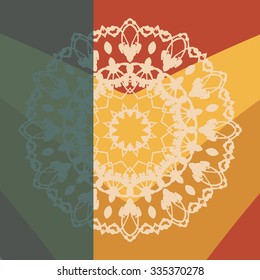 Abstract cover background with round lace pattern. Retro Ornate Mandala Background for greeting card, Brochure, Card or Invitation with Islamic, Arabic, Indian, Ottoman, Asian motifs.