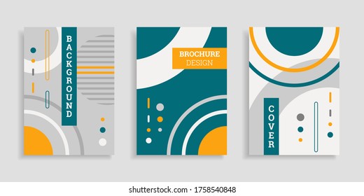 Abstract cover background. Set of A4 vertical brochures. Flat style. Vector illustration. Business template collection.