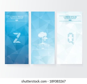 Abstract cover blue background, vector banners set. 