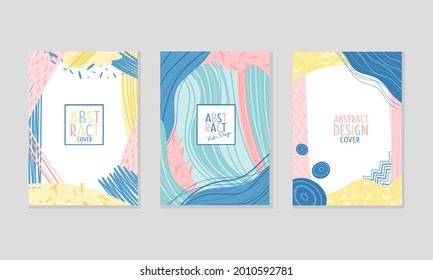 Abstract Cover or Card Design with Fancy Wavy Shapes Vector Set