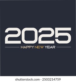 Diseño abstracto de la cubierta de 2025 feliz año nuevo. Tipografía fuerte con fondo negro oscuro. Texto blanco colorido y fácil de recordar 2025. Feliz año nuevo 2025 cartel de diseño y Anuncio.