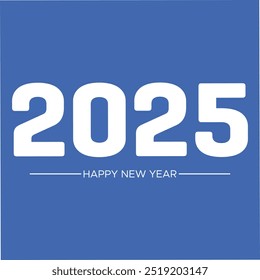 abstrato Projeto de capa de 2025 feliz ano novo. Tipografia forte com fundo azul escuro. Colorido e fácil de lembrar texto branco 2025. Feliz ano novo 2025 design poster e banner.