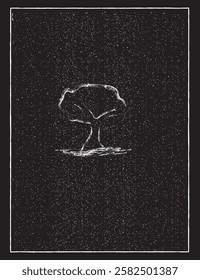 A abstract cover design in background with A black Grunge background. There is a tree with this. Hand Drawn Grunge Brush Tree Without Leaves Print. Vector illustration.