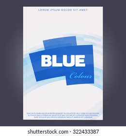 Abstract cover design with blue shape for brochure, catalog, folder or report. Vector graphic layout