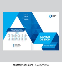 Abstract cover design for brochure, flyer, advertising booklet, modern geometric style, blue background for banner in vector