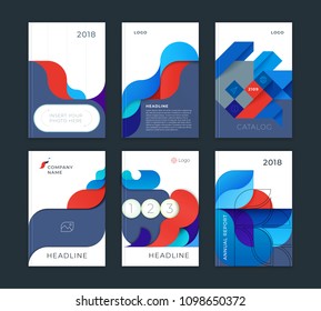 Abstract cover design, business brochure template, layout, report, magazine or booklet in A4 multicolored waves dynamic blurred, soft lines and smooth forms. Vector illustration of a modern flat style