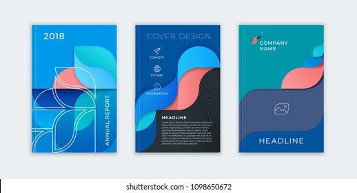 Abstract cover design, business brochure template, layout, report, magazine or booklet in A4 multicolored waves dynamic blurred, soft lines and smooth forms. Vector illustration of a modern flat style