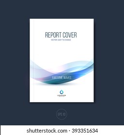 Abstract cover design, business brochure template layout, report, magazine or booklet in A4 with blue gray dynamic blurred waves, soft lines and shapes. Vector.