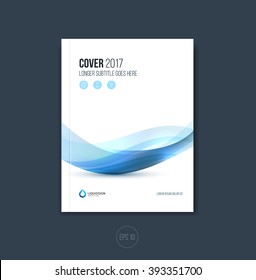 Abstract cover design, business brochure template layout, report, magazine or booklet in A4 with blue gray dynamic blurred waves, soft lines and shapes. Vector.