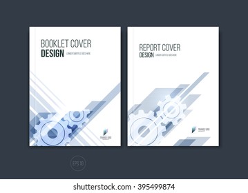 Abstract cover design, business brochure template layout, report, magazine or booklet in A4 with gray blue dynamic diagonal rectangular geometric shapes. Vector illustration.