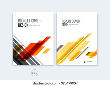 Abstract cover design, business brochure template layout, report, magazine or booklet in A4 with red yellow dynamic diagonal rectangular geometric shapes. Vector illustration.