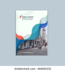 Abstract cover design, business brochure template, layout, report, magazine or booklet in A4 coral turquoise waves dynamic blurred, soft lines and smooth forms. Vector.