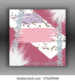 Abstract cover design, business brochure template layout, report, magazine or booklet with pink, lilac, red, brown and gray dynamic geometric shapes lines. Vector illustration.