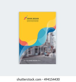 Abstract cover design, business brochure template, layout, report, magazine or booklet in A4 coral turquoise waves dynamic blurred, soft lines and smooth forms. Vector.