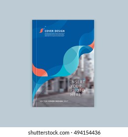 Abstract cover design, business brochure template, layout, report, magazine or booklet in A4 coral turquoise waves dynamic blurred, soft lines and smooth forms. Vector.