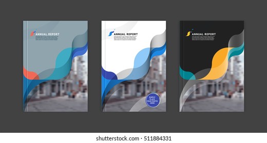 Abstract cover design, business brochure template, layout, report, magazine or booklet in A4 multicolored waves dynamic blurred, soft lines and smooth forms. Vector illustration of a modern flat style