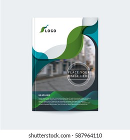 Abstract cover design, business brochure template, layout, report, magazine, booklet in A4 waves dynamic fuzzy, soft lines and smooth shape. Vector illustration with place for logo and text and photo.